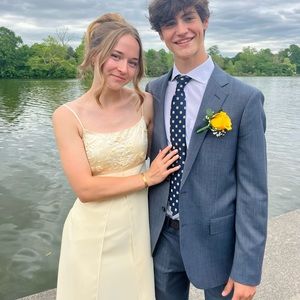 Vintage yellow formal dress, size 2/4!!